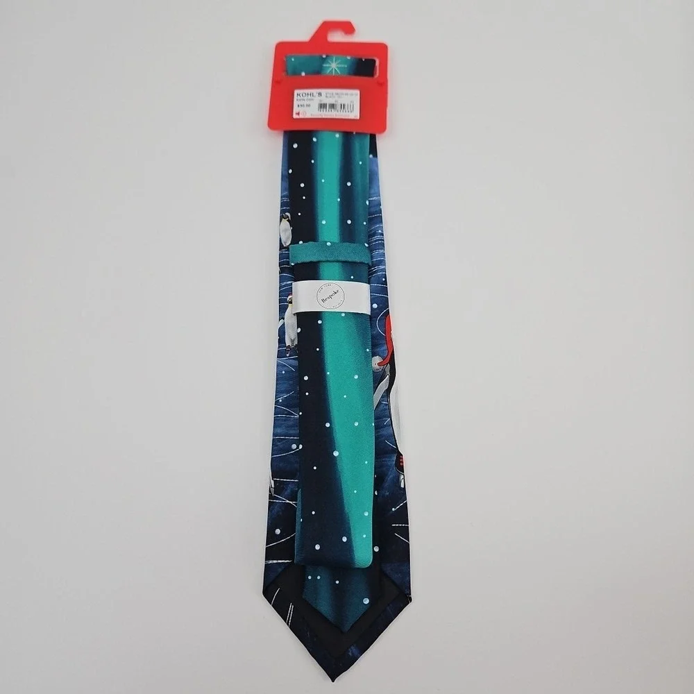 Christmas Neck Tie Ice‎ Skating Penguins Santa Hats Festive Gift Dad New